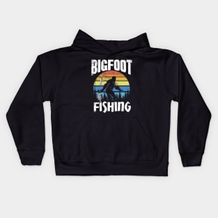 Bigfoot fishing Kids Hoodie